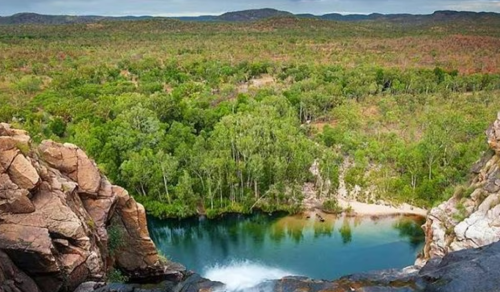 Looking down from the top of Gunlom Falls in Kakadu National Park 
